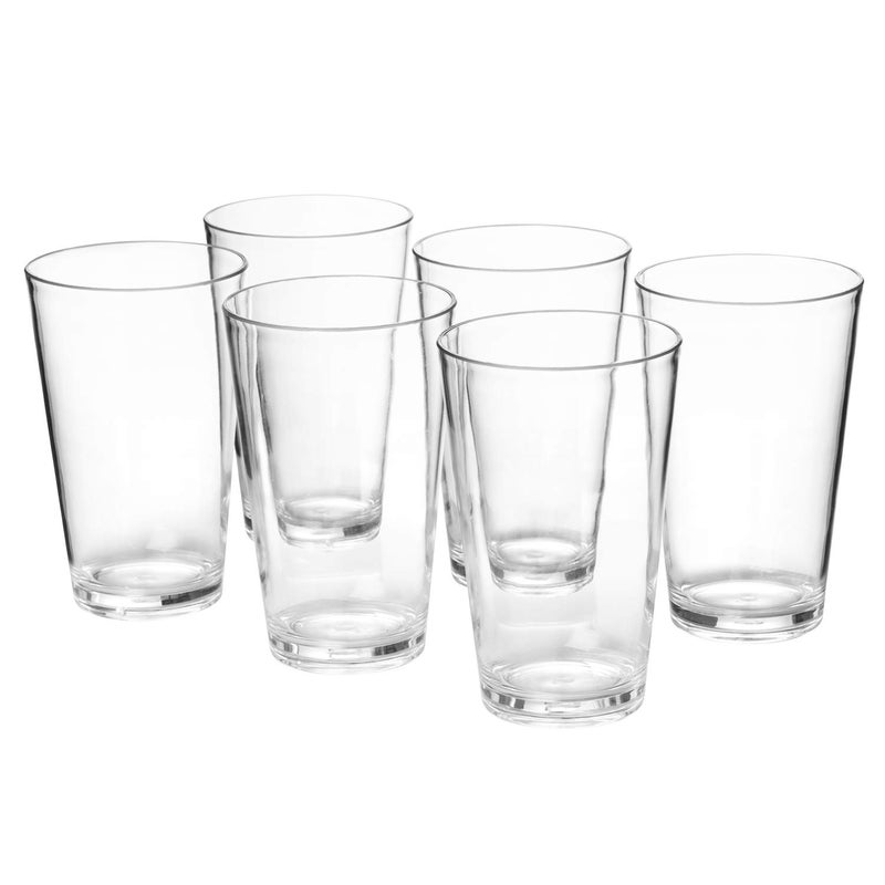 AOYITE 18-ounce Plastic Tumblers Water Juice Cups Dishwasher Safe BPA-free Clear Set of 6 Premium Quality Drinking Glasses - Image 1
